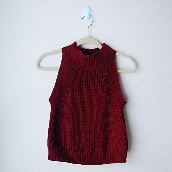 Foreign Exchange Ruby Red Knit Top | Vest - Picture 1 of 1